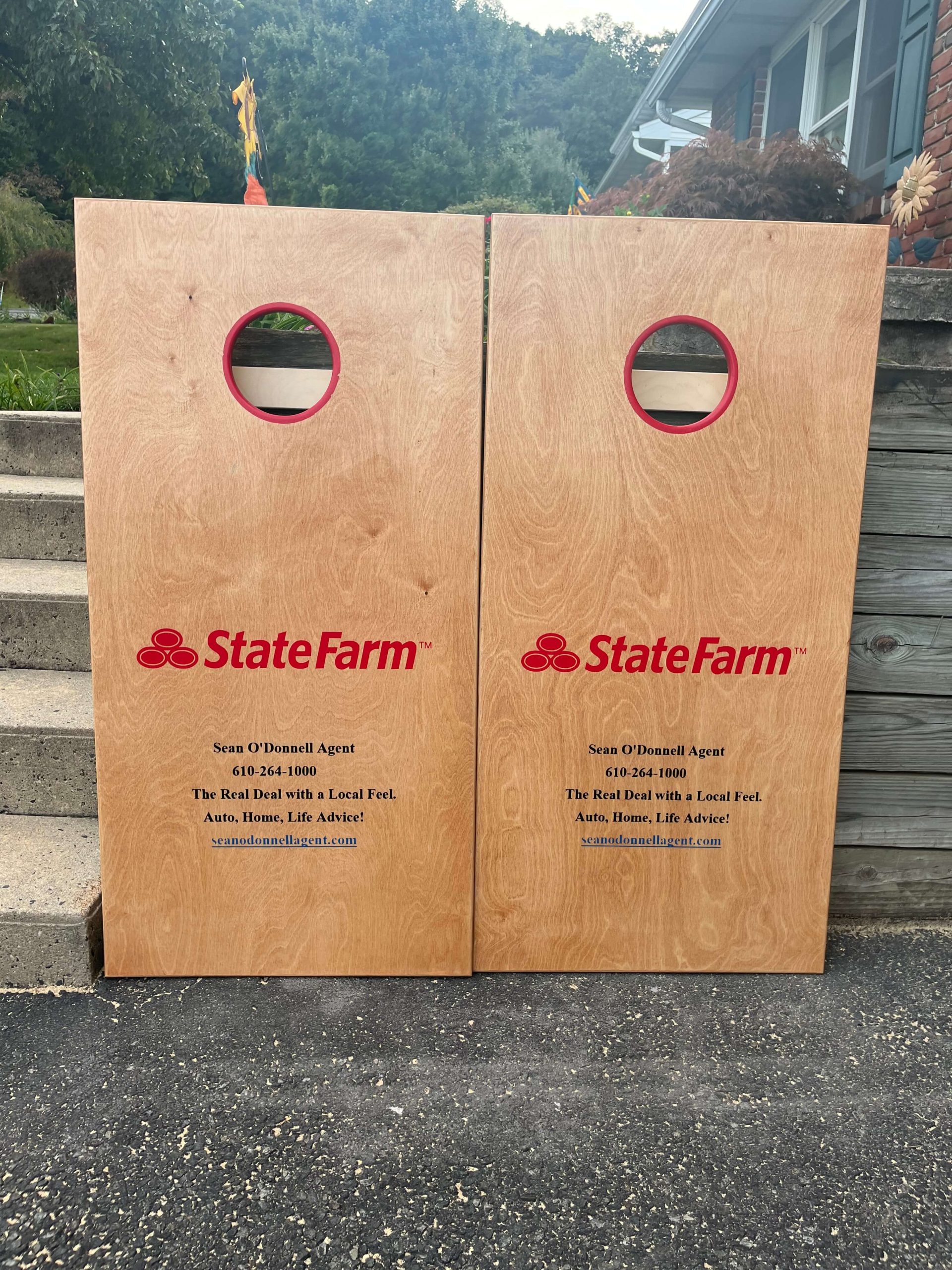 state farm sean odonnell sponsored cornhole boards